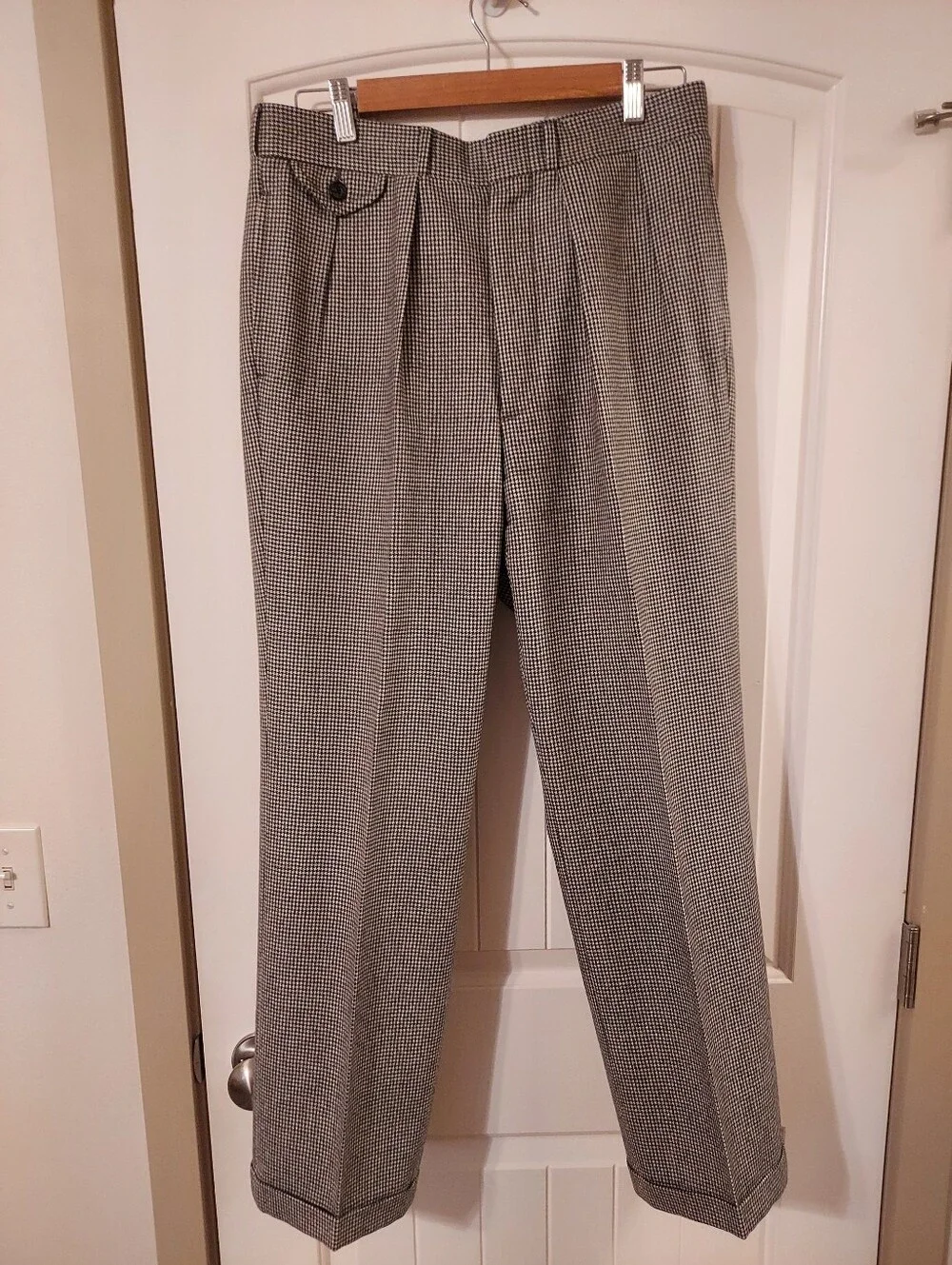 Vintage Wool Houndstooth Trousers